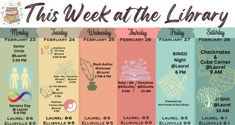 This week at the library. Click the image to go to the calendar.