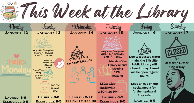 This week at the library. Click the image to go to the calendar.