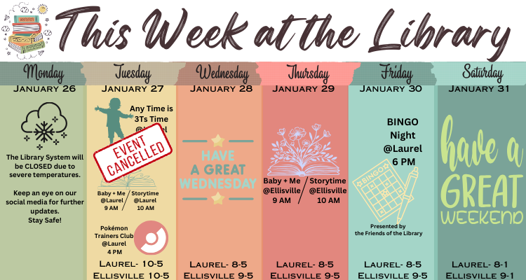 This week at the library. Click the image to go to the calendar.