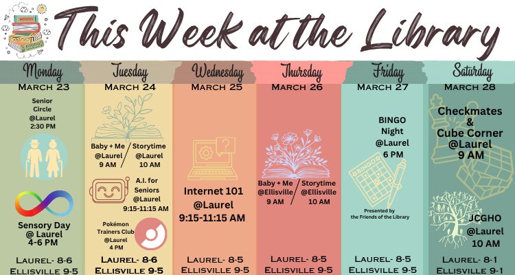 This week at the library. Click the image to go to the calendar.