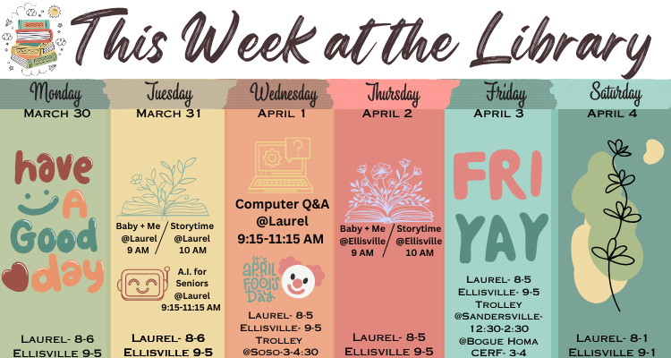 This week at the library. Click the image to go to the calendar.