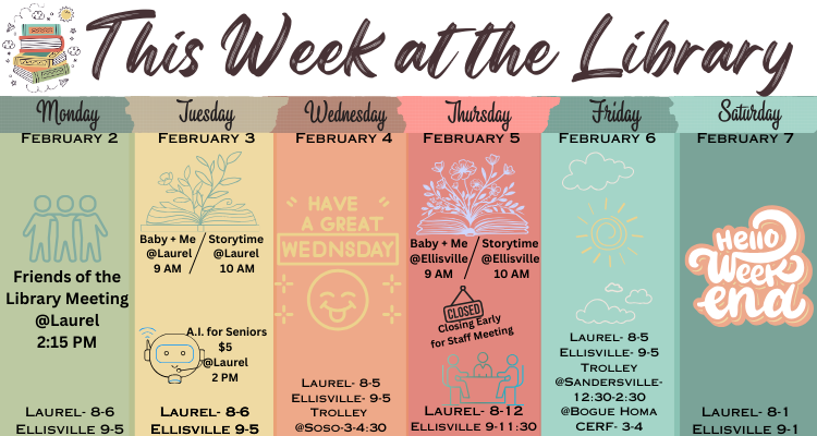 This week at the library. Click the image to go to the calendar.