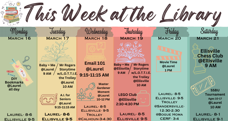 This week at the library. Click the image to go to the calendar.