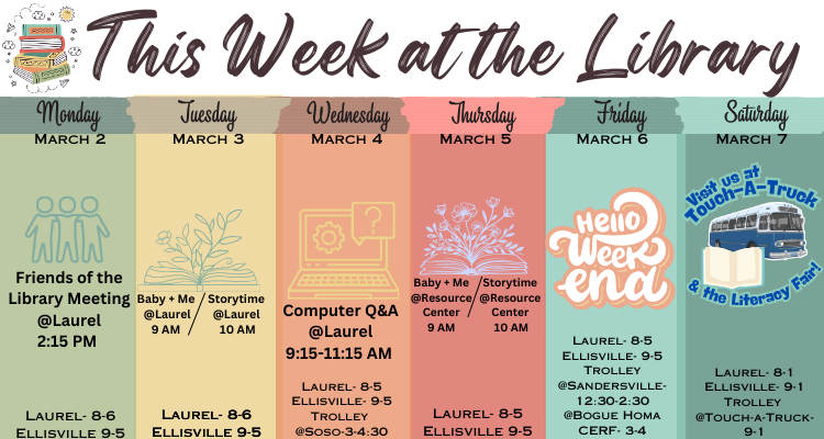 This week at the library. Click the image to go to the calendar.